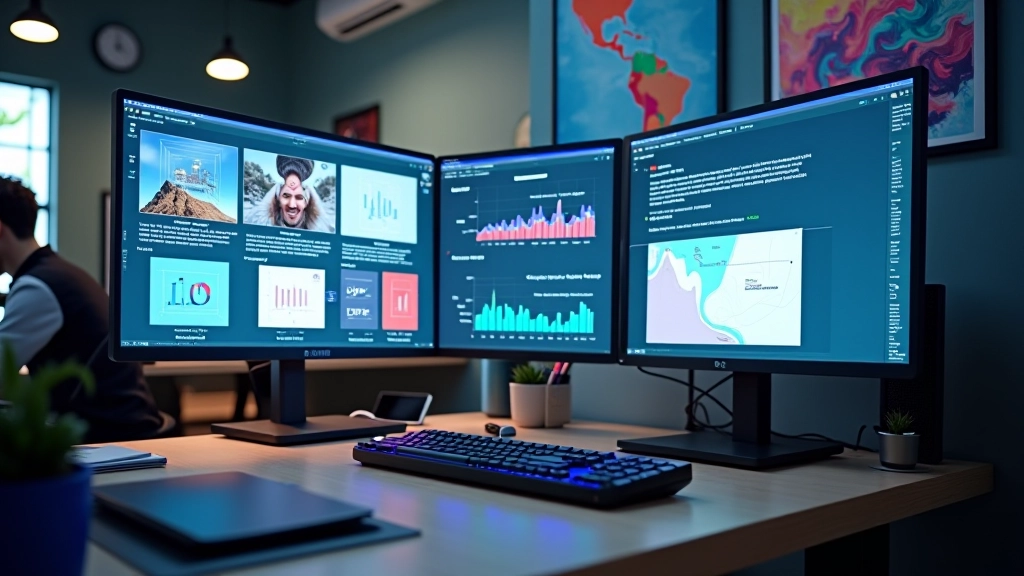 Monitor zeigt optimierte responsive Bilder verschiedener Größen und Formate