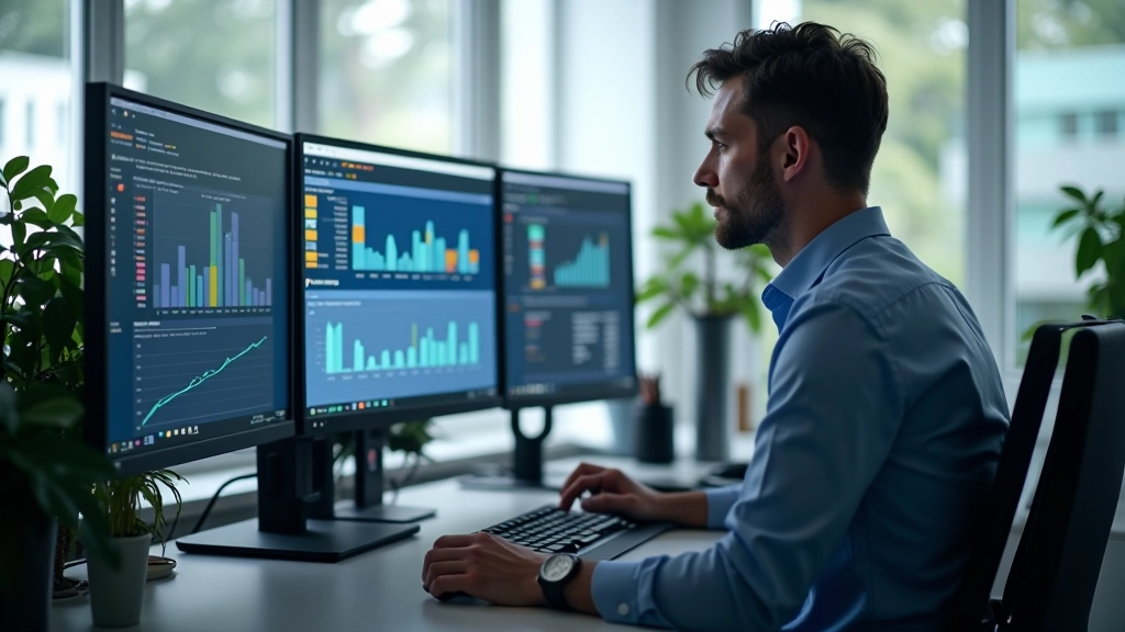Modernus Workspace für Bildoptimierung mit Monitoring-Displays
